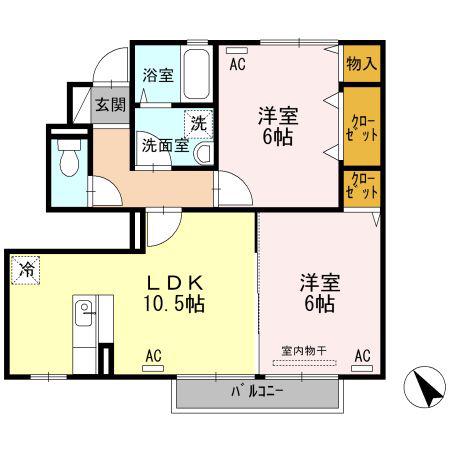 マノワール北美台(2LDK/1階)の間取り写真