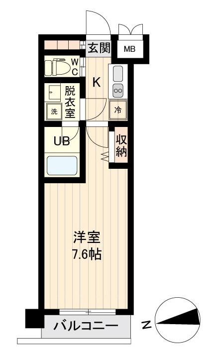 デュオフィール仙台東(1K/6階)の間取り写真