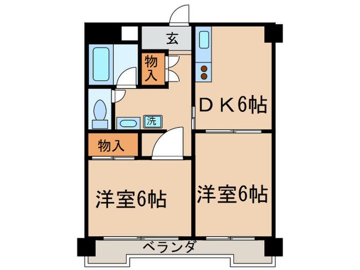 マルイチビル(2DK/3階)の間取り写真