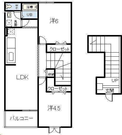 サンプロスペール(2LDK/2階)の間取り写真