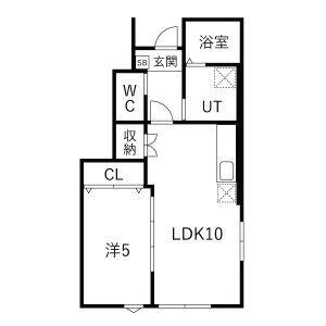 EQUUS C棟(1LDK/1階)の間取り写真