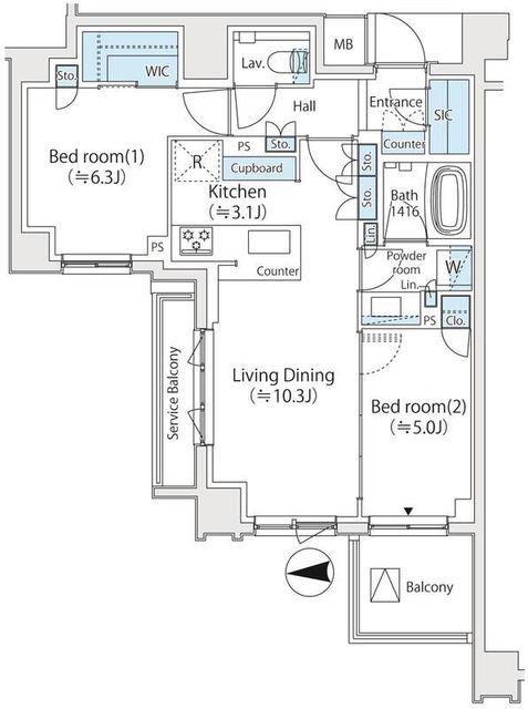 グランツオーベル中野(2LDK/3階)の間取り写真