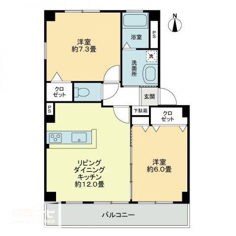 フォブールT・M(2LDK/2階)の間取り写真