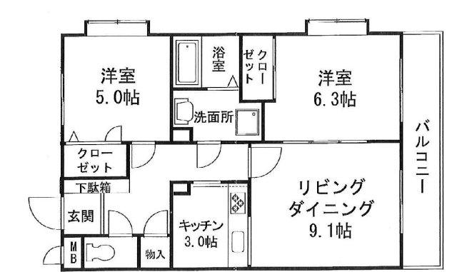 マルシュ小金井公園(2LDK/1階)の間取り写真