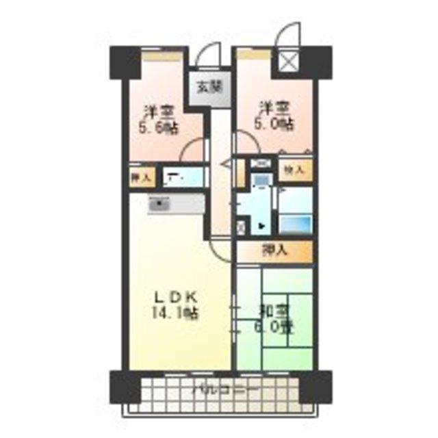 サニーコットン住之江(3LDK/9階)の間取り写真
