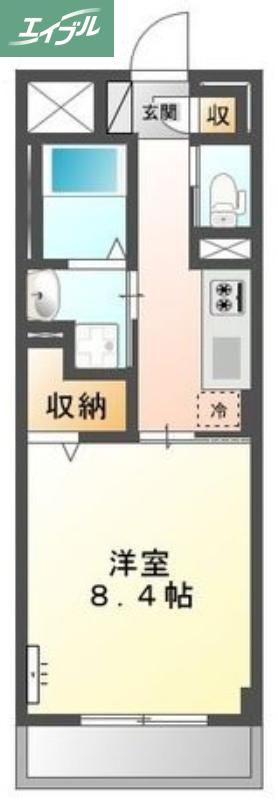 ディアコート下伊福(1K/3階)の間取り写真