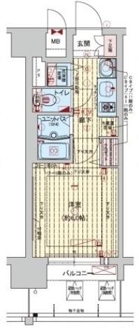プレサンス難波元町(1K/4階)の間取り写真