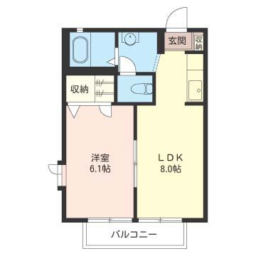 Y.K.あんさいハイツ(1LDK/2階)の間取り写真