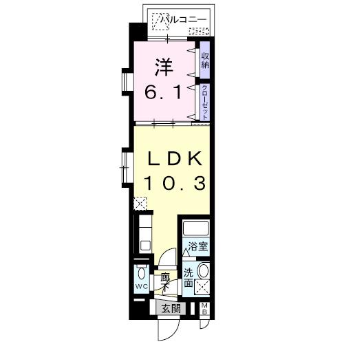 アンジュール K(1LDK/3階)の間取り写真