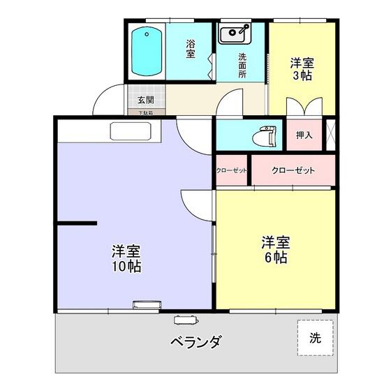 ハイツ天王(2LDK/4階)の間取り写真