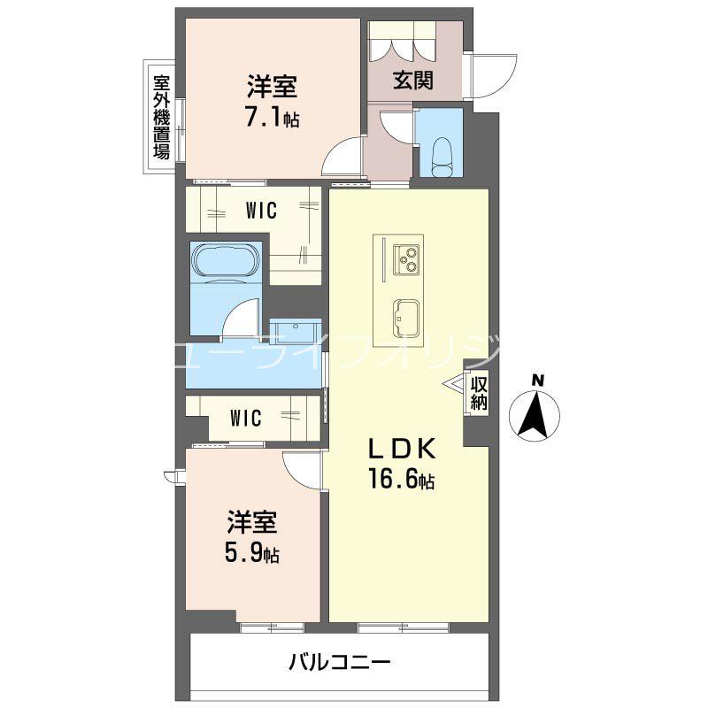 オスマンサス(2LDK/2階)の間取り写真