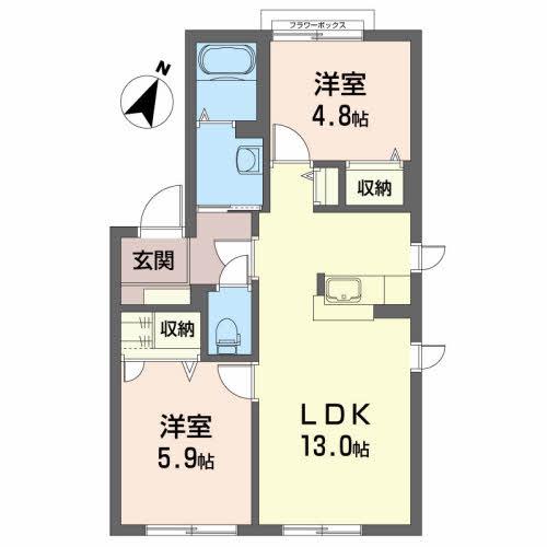 エトワールY(2LDK/1階)の間取り写真