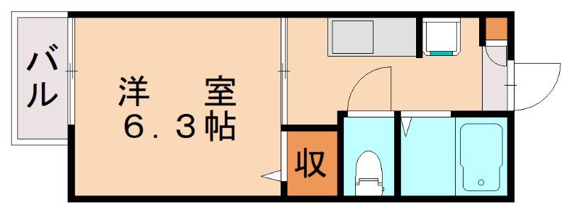 ボンシャンス本城(1K/2階)の間取り写真