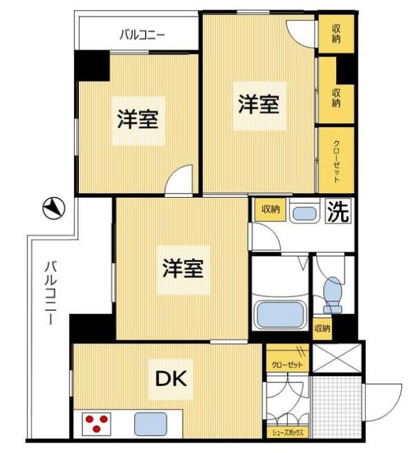 中銀音羽マンシオン(3DK/3階)の間取り写真