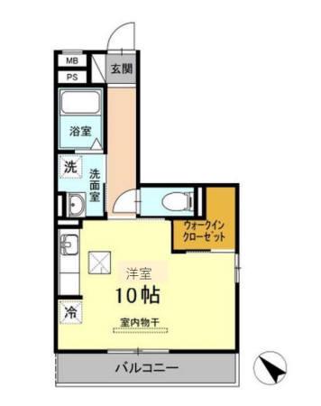 ラルーチェ(ワンルーム/1階)の間取り写真