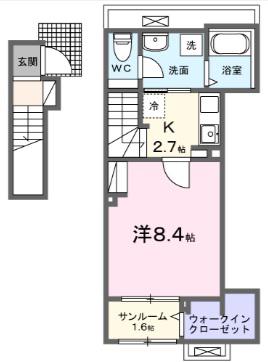 ヴィラフォーレ(1K/2階)の間取り写真