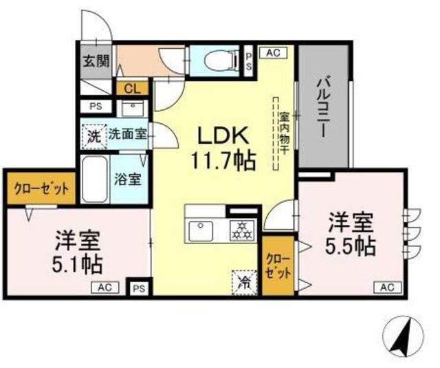 セレスティア鷺宮II(2LDK/3階)の間取り写真