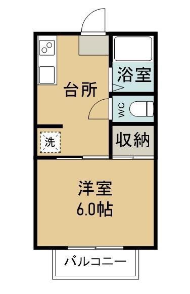 ベルコーポ(1K/2階)の間取り写真