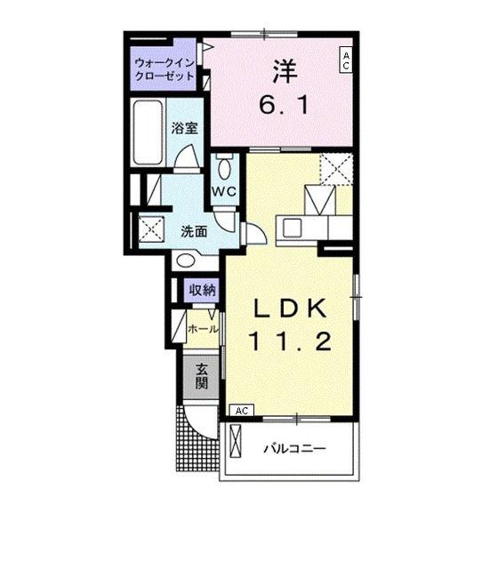 ブライド・サチI(1LDK/1階)の間取り写真