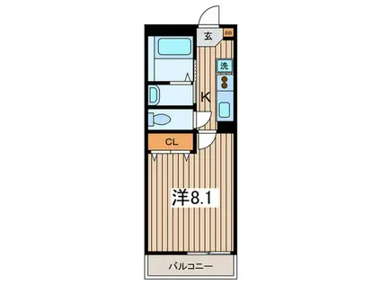 アムールクレイラC(1K/1階)の間取り写真