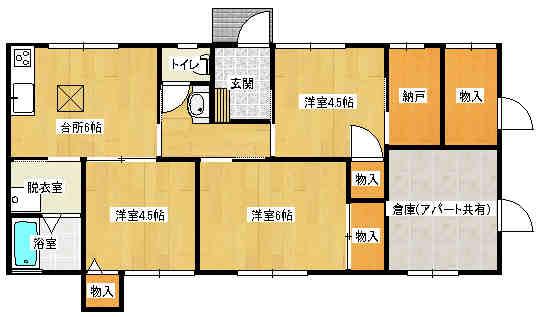 エルモア周布(3DK/1階)の間取り写真