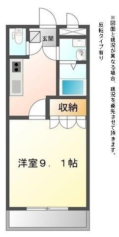 季風倶楽部ボヌール(1K/1階)の間取り写真