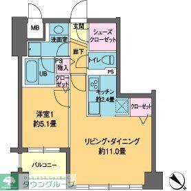 カスタリア茅場町(1LDK/5階)の間取り写真