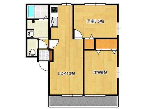 シェル大津B(2LDK/2階)の間取り写真