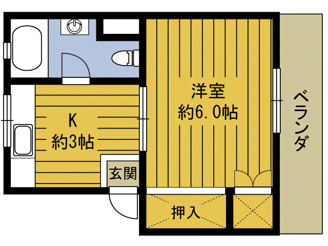 コスモタウン大道(1K/4階)の間取り写真