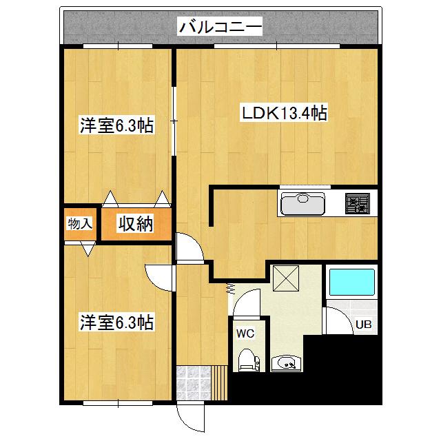 ステイツ中ノ島(2LDK/4階)の間取り写真