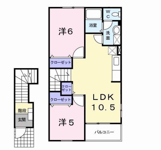 ＪＲ赤穂線 長船駅 徒歩7分 2階建 築23年(2LDK/2階)の間取り写真