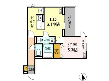 前原東2丁目PJ(1LDK/2階)の間取り写真