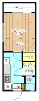 KMハイム(1SK/2階)の間取り写真
