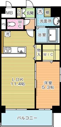 サンビーム三萩野駅前(1LDK/9階)の間取り写真