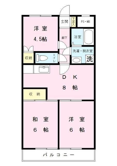 川辺マンション(3DK/1階)の間取り写真