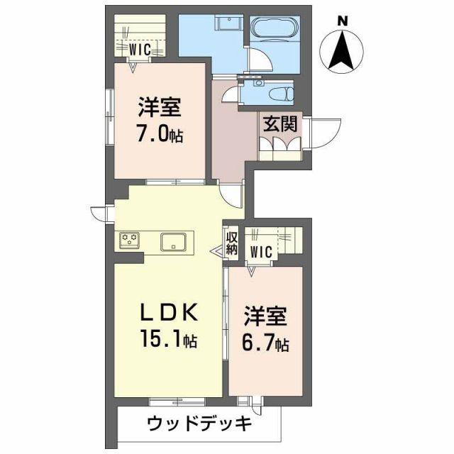 リラ グリシーヌ(2LDK/1階)の間取り写真