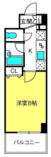 WILL DO 越谷(1K/4階)の間取り写真
