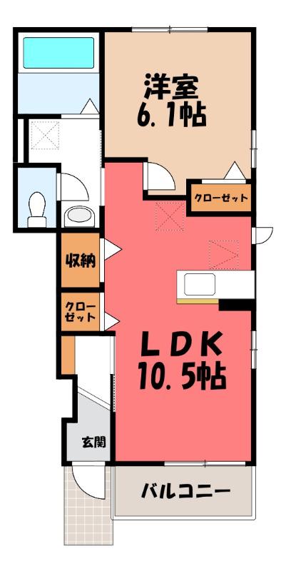 クラール ミルト(1LDK/1階)の間取り写真