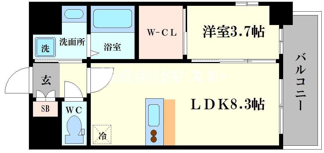 エスリード大阪リブレ(1LDK/8階)の間取り写真