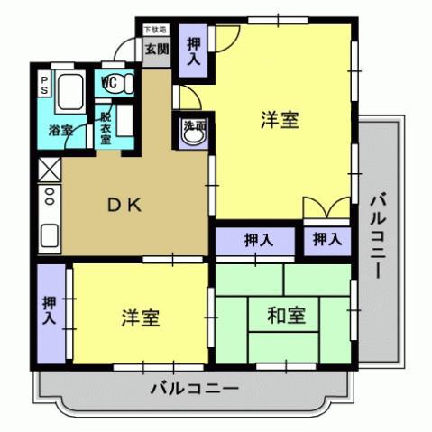 紫桜ハイツ(3DK/3階)の間取り写真