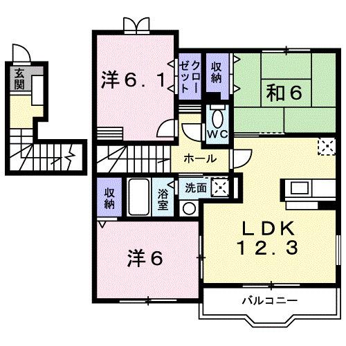 ベル・ソレイユD(3LDK/2階)の間取り写真