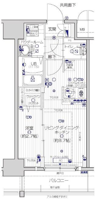 エスリード ザ・レガリア新栄PREMIER(1LDK/8階)の間取り写真
