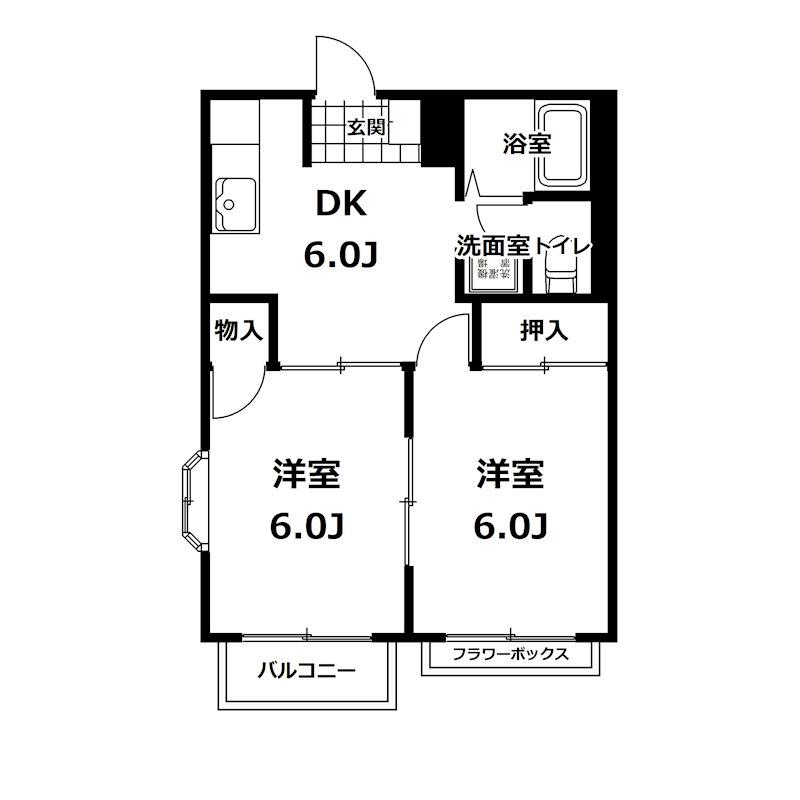 エルディム住谷(2DK/1階)の間取り写真