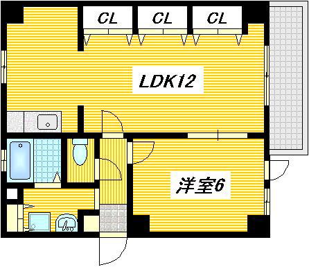 リバーフロント上大須賀(1LDK/6階)の間取り写真