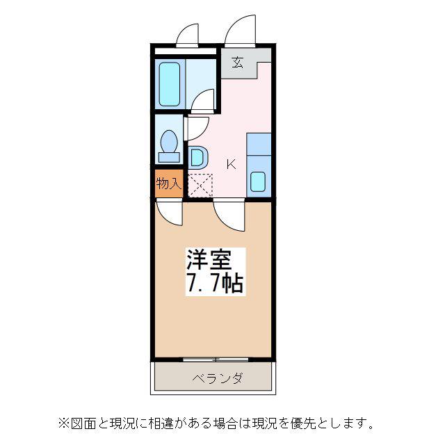 城東マンション(1K/2階)の間取り写真