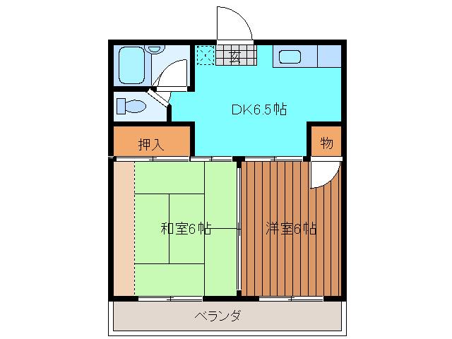 平野台ハイツ(2DK/1階)の間取り写真