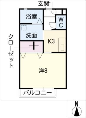 ST. CRADLE SERA(1K/2階)の間取り写真