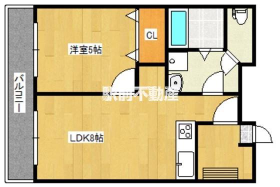 ラフィネA(1LDK/2階)の間取り写真