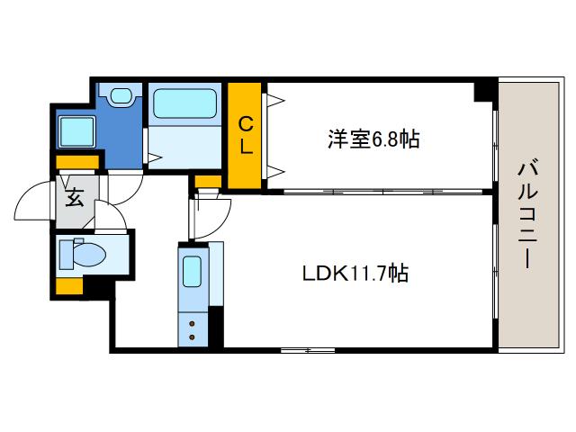 ラムール波除(1LDK/8階)の間取り写真