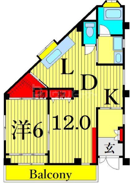 桜ハイツ(1LDK/1階)の間取り写真